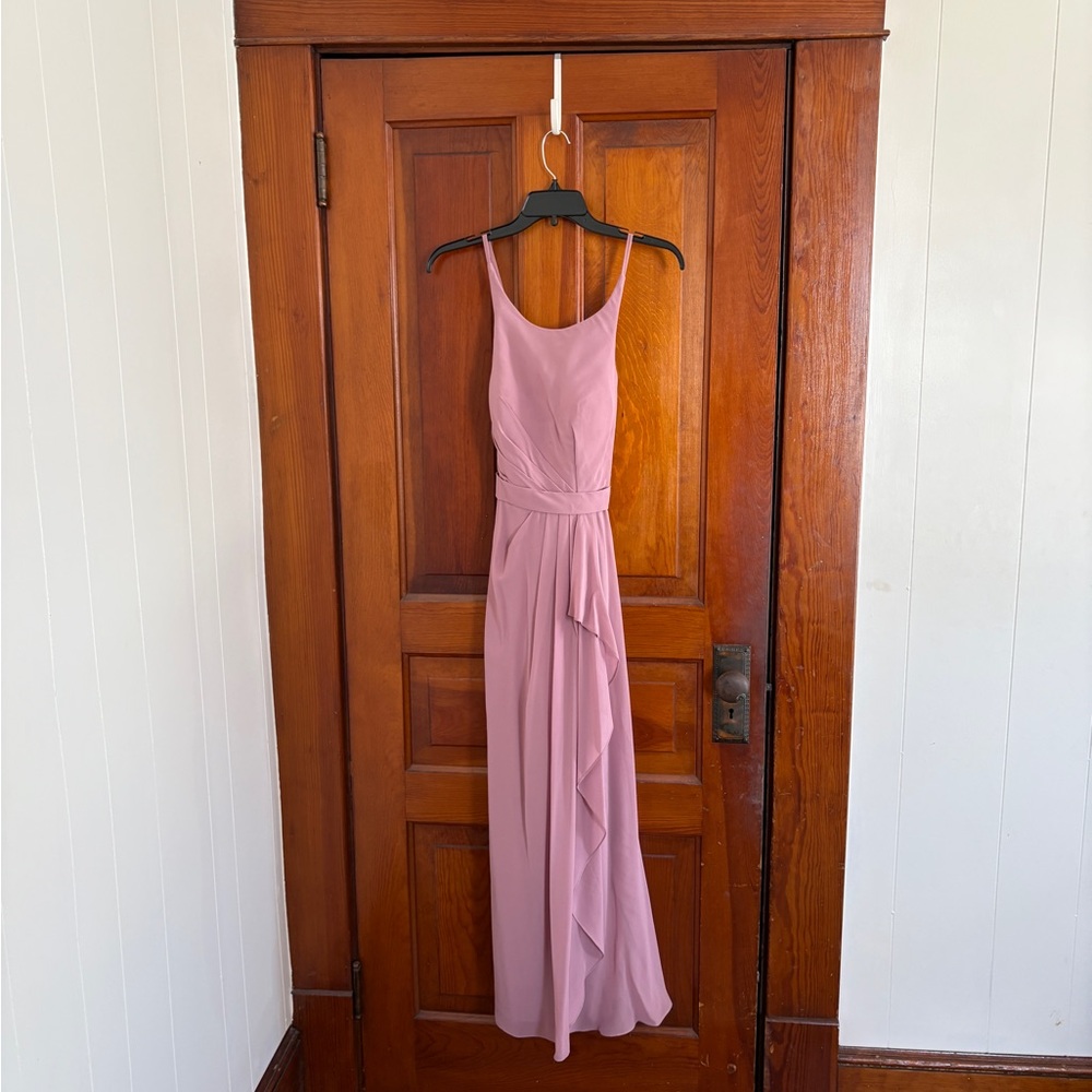 Sleeveless Dusty Rose Maxi Dress with Draped Waist